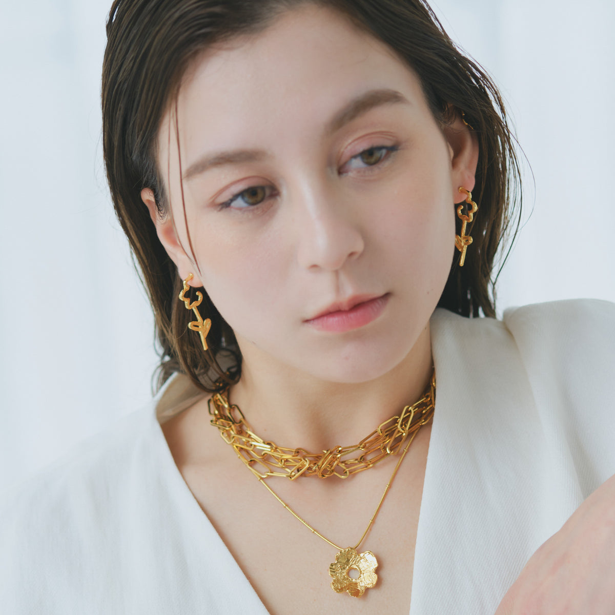 Tube Flower Pierce/Earrings